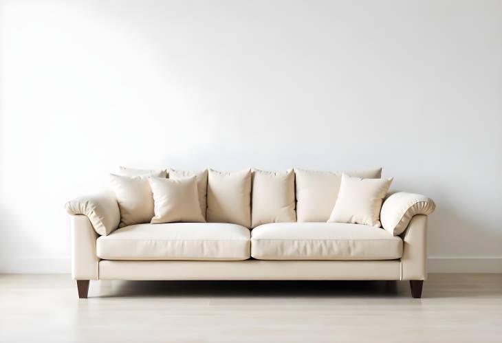 Contemporary Elegance Beige Sofa Against a Minimalist Backdrop